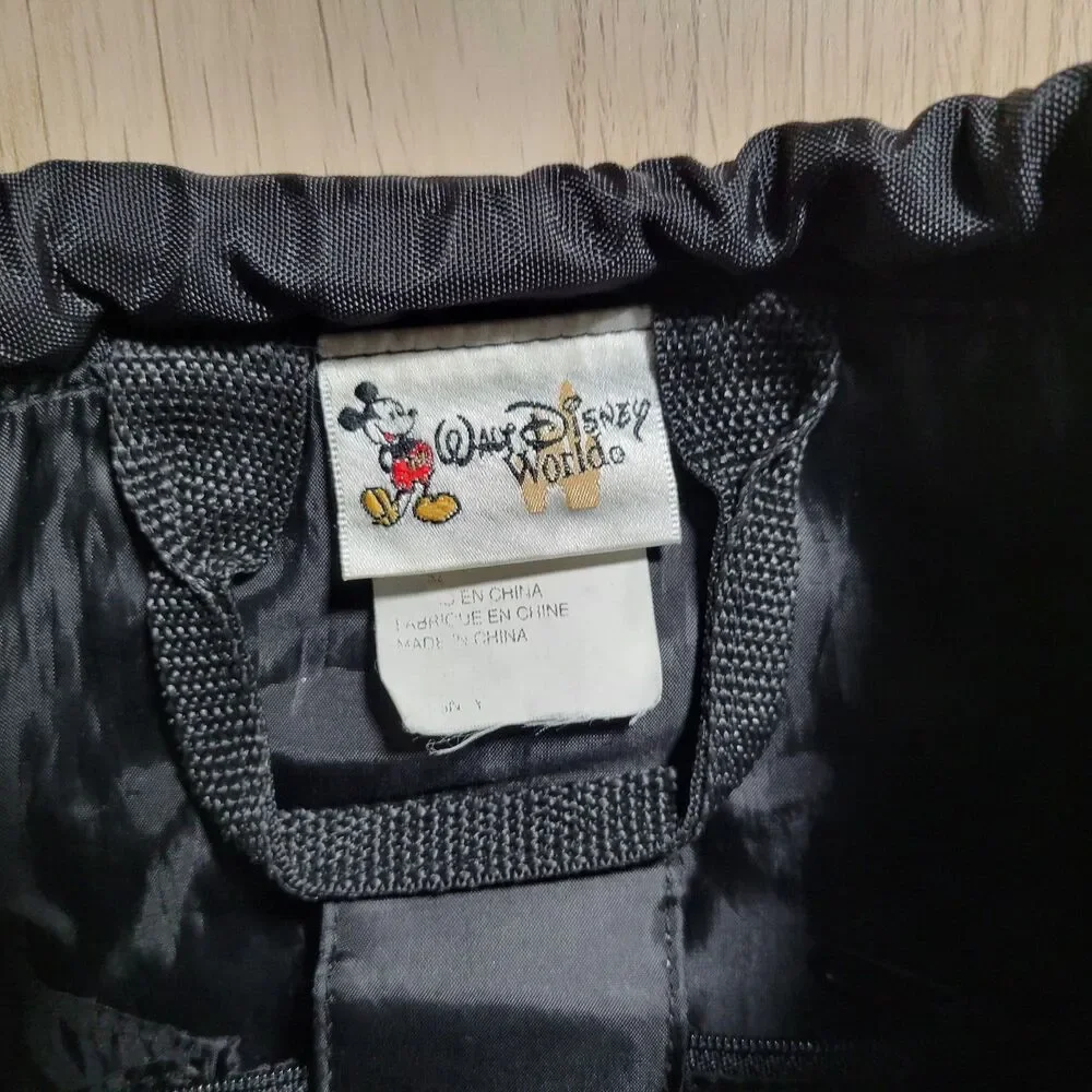 Walt Disney World Vintage Where Magic Lives Drawstring Black Backpack Cinch Bag